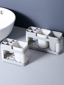 1pc Tooth Brush Holder Toothbrush Cup Holder With Drainage & Storage Function For Toothpaste, Electric Toothbrush, Rinse Cup, Perfect For Students Home Bathroom Decor Summer Bathroom Decor Home Decor Bathroom Accessories