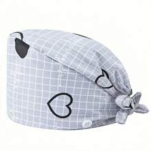 1 pieza Gorro de enfermera con estampado de carta de amor de poliéster para mujeres, antibacteriano y antipolvo, diseño de correa elástica ajustable, banda transpirable interior, gancho para la mascarilla, adecuado para médicos, enfermeras, salón de belleza, veterinaria y trabajadores de limpieza