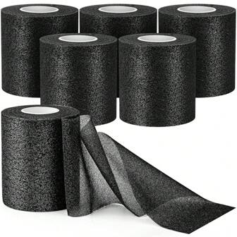 1/3/6-pack förpackad hårinpackning för fotboll, svarta atletiska förpackningstejppannband, skumunderpackning för sport, 7,2 cm x 3,2 meter