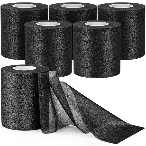 3/6 Packs Pre Wrap For Hair Soccer, Black Athletic Prewrap Tape Headbands, Foam Sport Underwrap Pre-Wrap, 2.76 Inches X 11 Yards Gym Gym Accessories Bandages Sports Tape