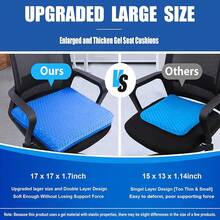Gel Cushion Long Sitting Pressure Relief (Large & Thick) - Wheelchair Cushion Pressure Sores - Coccyx, Sciatica & Tailbone Pain Relief - Non-Slip Butt Pillow Office, Home, Car - Màu xanh lam - Xem 2