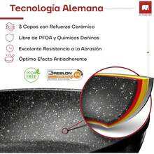 ULTRACHEF Sartén con Revestimiento Antiadherente de Piedra de Alemania% libre de PFOA.20 centímetros - Master Stone Gris con Tapa - Ver 10