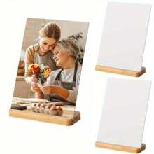3 piezas Marco de fotos de metal en blanco de 5"x7"/ 6"x8", con base de madera, compatible con impresión por transferencia de calor, personalizable con fotos para regalo del Día de la Madre, decoración de boda, recuerdo familiar - Compatible con prensadora térmica - Marcos de fotos personalizables - Artículos esenciales hechos a mano - Exhibición conmemorativa de fotos - Regalo de decoración premium para el hogar