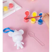 Chaveiro de urso fluido colorido em branco, kit de brinquedo para artesanato com pintura e rabiscos faça você mesmo, entrega em cores aleatórias