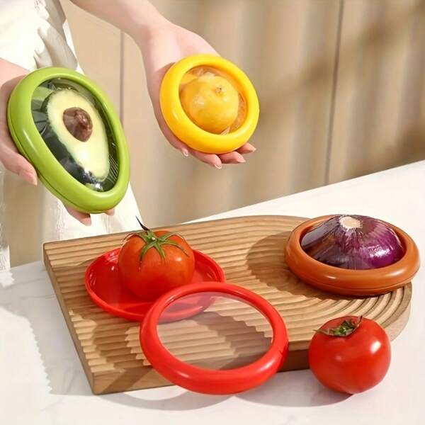 SOKANY 1 pieza/4 piezas de latas reutilizables para conservación de alimentos, recipientes de almacenamiento de alimentos de frutas y verduras. Con una cubierta de TPU elástica. Se puede limpiar para mantener los alimentos frescos por talla grande tiempo. Es adecuado para almacenar y guardar alimentos de cocina. Es una herramienta esencial para la cocina.