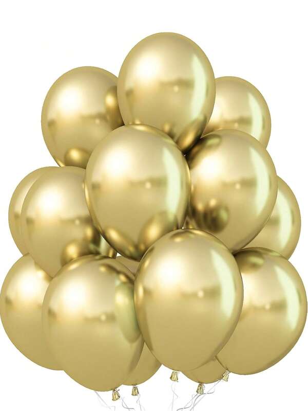 Set van 30 cm ronde, verchroomde, lichtgouden metalen latex ballonnen, geschikt voor verjaardagen, bruiloften, jubilea, babyshowers en gender reveal - geen stroom nodig, geschikt voor alle seizoenen en als decoratie voor een Vader- of Moederdagfeestje