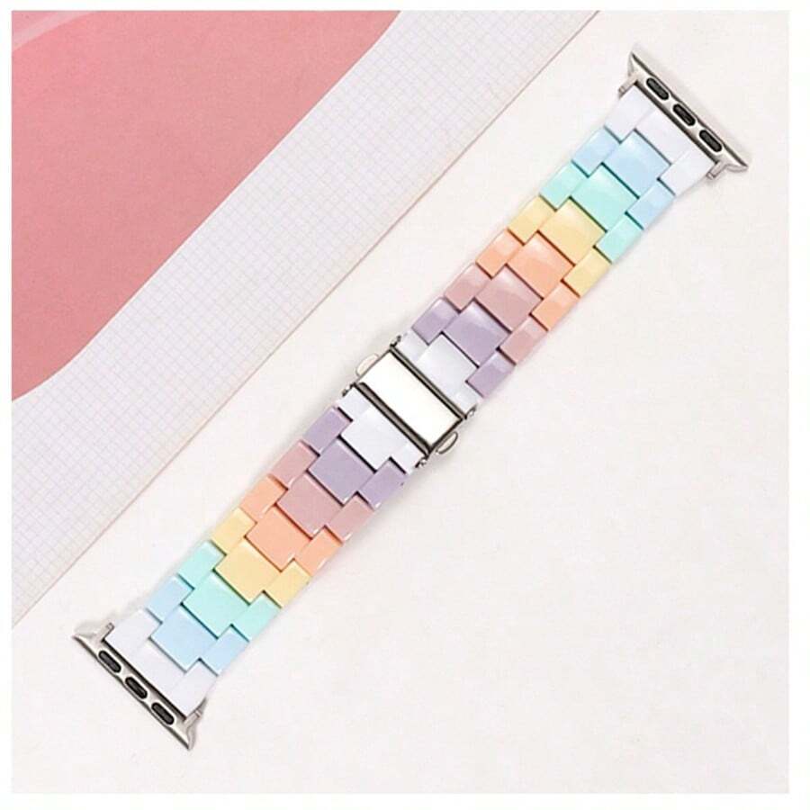 1 pieza Correa de resina con diseño de manzana compatible con de 40mm, 49mm, 44mm, 46mm, 45mm, 41mm, 42mm, 38mm, pulsera compatible con Series Ultra SE, 10, 9, 8, 7, 6, 5, 4, 3, 2, 1, accesorios de