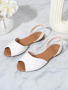 Sandali donna con punta aperta e suola piatta, scarpe da pescatore estive - Bianco - Visualizzare 5