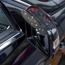 2pcs Side Mirror Visor Rain Guards, Car Rear View Mirror Rain Eyebrows, Bling Crystal Rear View Mirror Rain Visor Guard, Rhinestone Rainproof Car Side Mirror Rain Visor Smoke Cover, Universal, Rearview Mirror Rain Board, Rain Visor, Universal, High-End Look, For Car, Truck, SUV