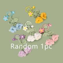 Handmade Crochet Flower, Pom-Pom Lily Of The Valley Bag Charm, Cute & Elegant Accessory, Multi-Functional Keychain
