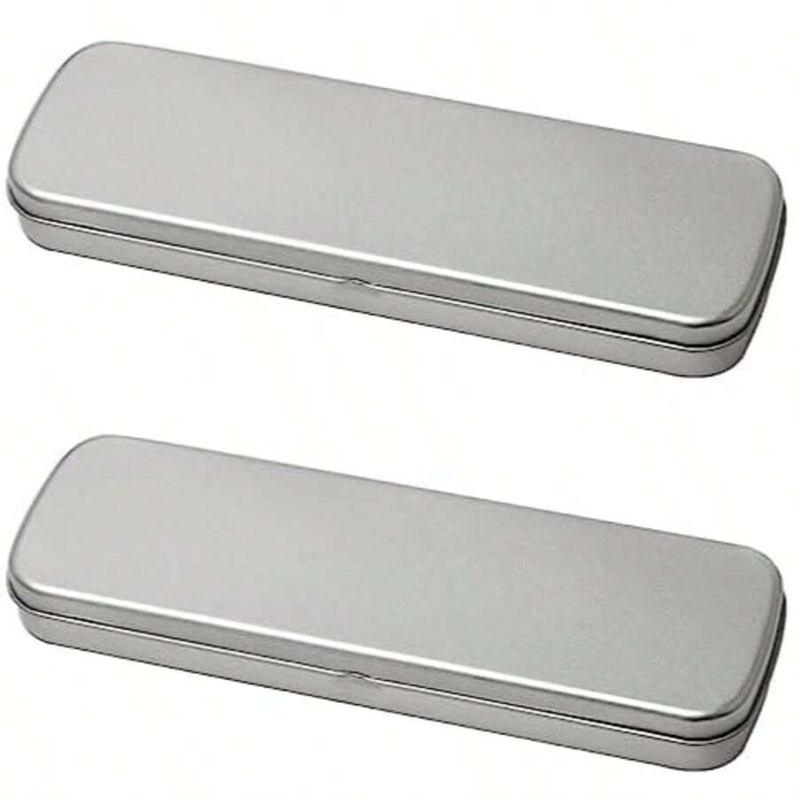 1个金属铅笔盒，高品质文具盒，带铰链，金属铅笔盒，适用于学校用品、笔筒、化妆刷收纳盒、包袋 - 彩色 - 查看 1