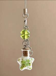 Porte-clés de décoration de sac, appareil photo, chaîne de clés, bouteille de vœux avec trèfle à quatre feuilles et étoile, polyvalent et minimaliste