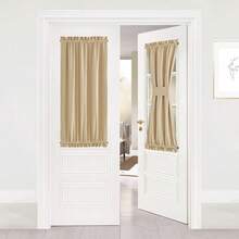Local Warehouse- Door Curtain Panel, Grey French Door Curtains Blackout Thermal Insulated Curtain Sidelight Privacy For Window/Living Room/Doorways/Classroom (25W By 72L Inches, 1 Panel) - Biscotti Beige - 查看 8