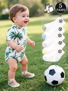 5 双婴儿足球刺绣袜子，适合 3-12 个月的男孩女孩足球爱好者袜子，适合节日和日常穿着，是生日派对婴儿洗礼迎宾礼物的理想选择 - 彩色 - 查看 5