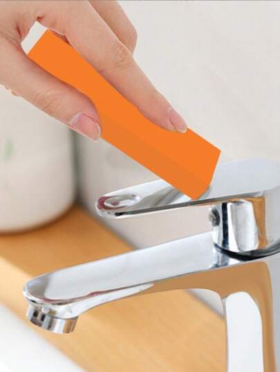 1pc Easy Limescale Eraser Bathroom Glass Rust Remover Rubber Eraser Household Kitchen Cleaning Tools For Pot Scale Rust BrushA Non-Abrasive Cleaning Block For Stainless Steel Taps And Cookers, No Batteries Required, Manual Scrubbing Pads To Remove Stains And Limescale