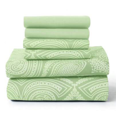 Lux Decor 6-Piece Paisley Bed Sheets High GSM Brushed Microfiber Sheets - Elevate Your Sleep Experience With 16-Inch-Deep Pocket Bedding Sheets & Pillowcases- Back To School- Graduation Gift- All Sizes Available-, Valentine's Day Bedroom, Spring Bedding Refresh, Guest Room Essentials, Dorm Room Bedding, Premium Bed Linens, Easy Care Sheets, Hypoallergenic Fabric, Year-Round Comfort, Master Bedroom Update, Matching Bedding Set, Hotel Quality Linens