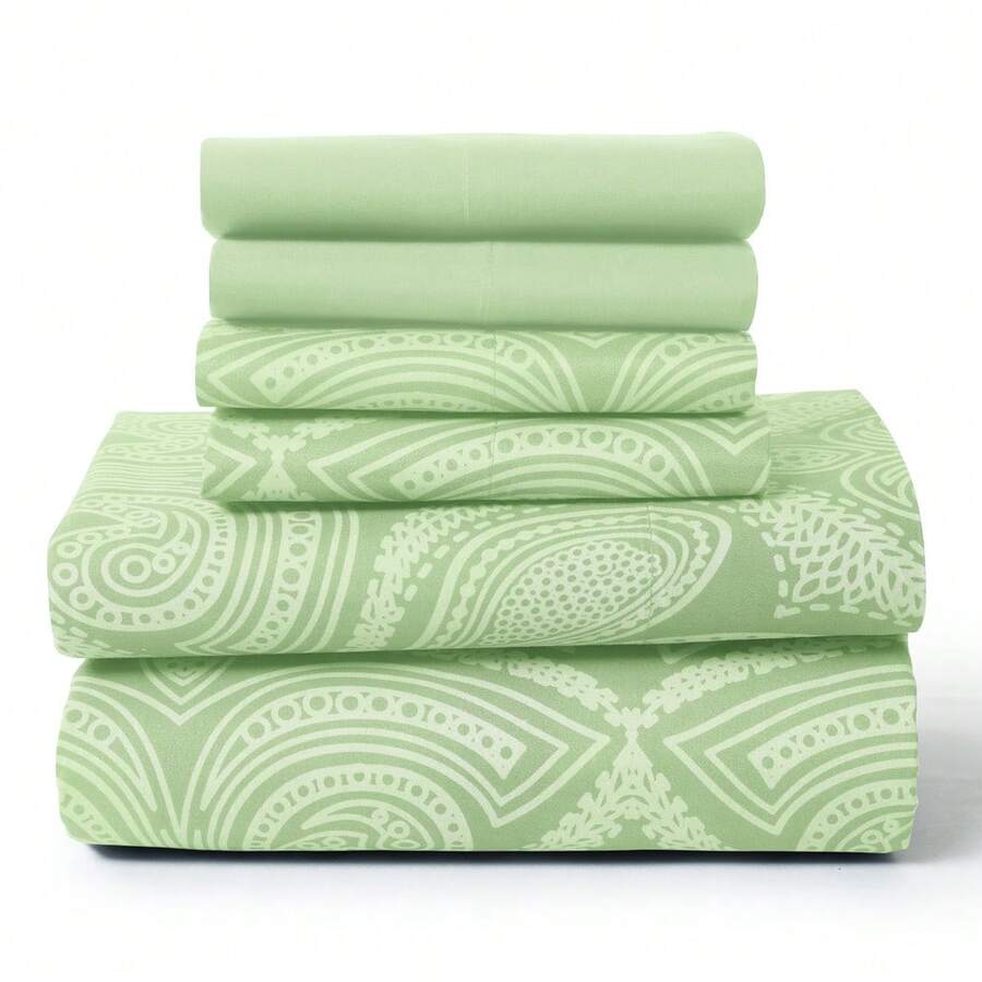 Lux Decor 6-Piece Paisley Bed Sheets High GSM Brushed Microfiber Sheets - Elevate Your Sleep Experience With 16-Inch-Deep Pocket Bedding Sheets & Pillowcases- Back To School- Graduation Gift- All Sizes Available-, Valentine's Day Bedroom, Spring Bedding Refresh, Guest Room Essentials, Dorm Room Bedding, Premium Bed Linens, Easy Care Sheets, Hypoallergenic Fabric, Year-Round Comfort, Master Bedroom Update, Matching Bedding Set, Hotel Quality Linens - Hiền nhân - Xem 1