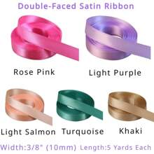 Double Face Satin Ribbon 10 Colors 3/8"(10mm) X 5 Yards Each Total 50 Yards For Gift Wrapping Wedding Party Decoration