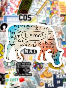 50pcs Math Doodle Stickers, Cartoon Funny Style Math Symbols, Waterproof PVC Material, Reusable, Suitable For Helmet Decoration, Scrapbooking, Car Decor, Party Decoration, Labels, Stickers, Scrapbooks, Notebooks, Laptops, Luggage, Guitars, Water Bottles, Phone Cases, Fashionable Decoration - Multicolor - View 4
