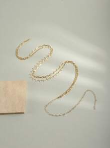 1 Stück elegante Taillenkette mit Kunstperlen, vintage mehrschichtige geometrische Körperkette mit Quaste, europäischer und amerikanischer Schmuck für Frauen