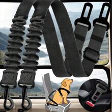 Heavy Duty Dog Car Harness, Retractable Seat Belt With 360° Swivel & Shock Absorber, Crash-Tested Pet Safety