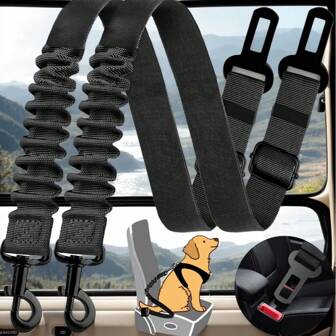 Harnais de voiture pour chien robuste, ceinture de sécurité rétractable avec rotation à 360° et amortisseur de choc, sécurité testée en cas de collision pour animaux de compagnie