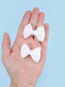 8 件迷你精品发饰蝴蝶结闪亮网状发夹，适合女孩，可爱白色公主发夹套装，适合日常和生日派对，适合女孩的甜美发饰 - 白色 - 查看 4