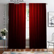 2pcs Elegant Red Gradient Sheer Curtains - Rod Pocket Design, Light-Filtering Polyester Fabric, Easy To Clean, Perfect For Bedroom & Living Room Decor, Room Decor Curtains Elegant Home Decor Lightfiltering Curtains, Curtains For Living Roo