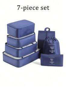 Set di 7 cubi organizzatori da viaggio, con cerniera, grande capacità, include borsa a tracolla, sacca con laccio, borsa in rete, beauty case, porta scarpe, porta bottiglie, per riporre vestiti, cosmetici, articoli da toilette e oggetti di valore