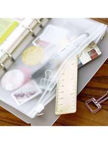 30/15/12pcs Adhesive Pocket A6 Clear Loose Leaf Odorless Waterproof 6 Hole Zipper Bags, Ticket/Cash Holder Pouch,Back To School,School Supplies