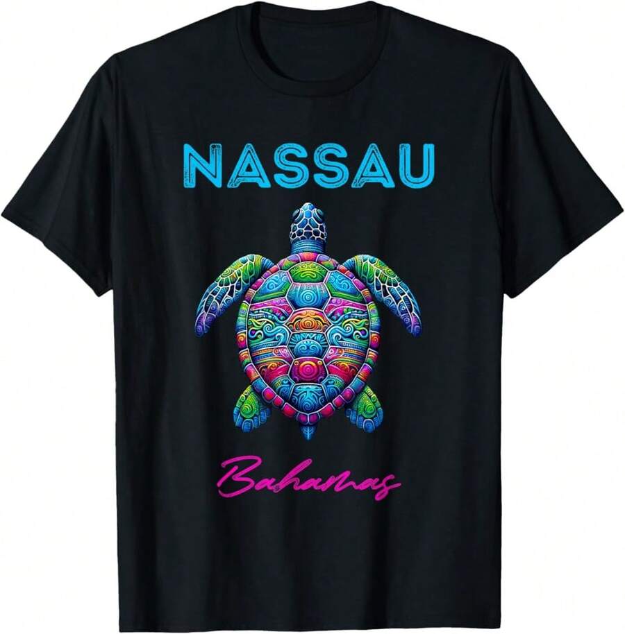 Nassau Bahamas  Beach Sea Turtle T-Shirt Gift For Beer Lovers Graduation Gift For Sonshirts,Streetwear,Funny Graphic T Shirts,Vintage T Shirts,100 Percent Cotton T Shirt,Oversize,Graphic Tees Men - Black - View 1
