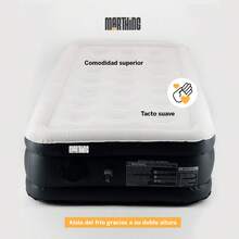 Colchon Inflable Electrico Individual Marthing CIEIND Cama Inflable Personal Portatil Con Bomba Electrica Integrada Facil de Usar Inflado Rapido Colchon Accesorios de Reparacion Ideal pa Hogar y Acampar - Blanco y Negro - Ver 4