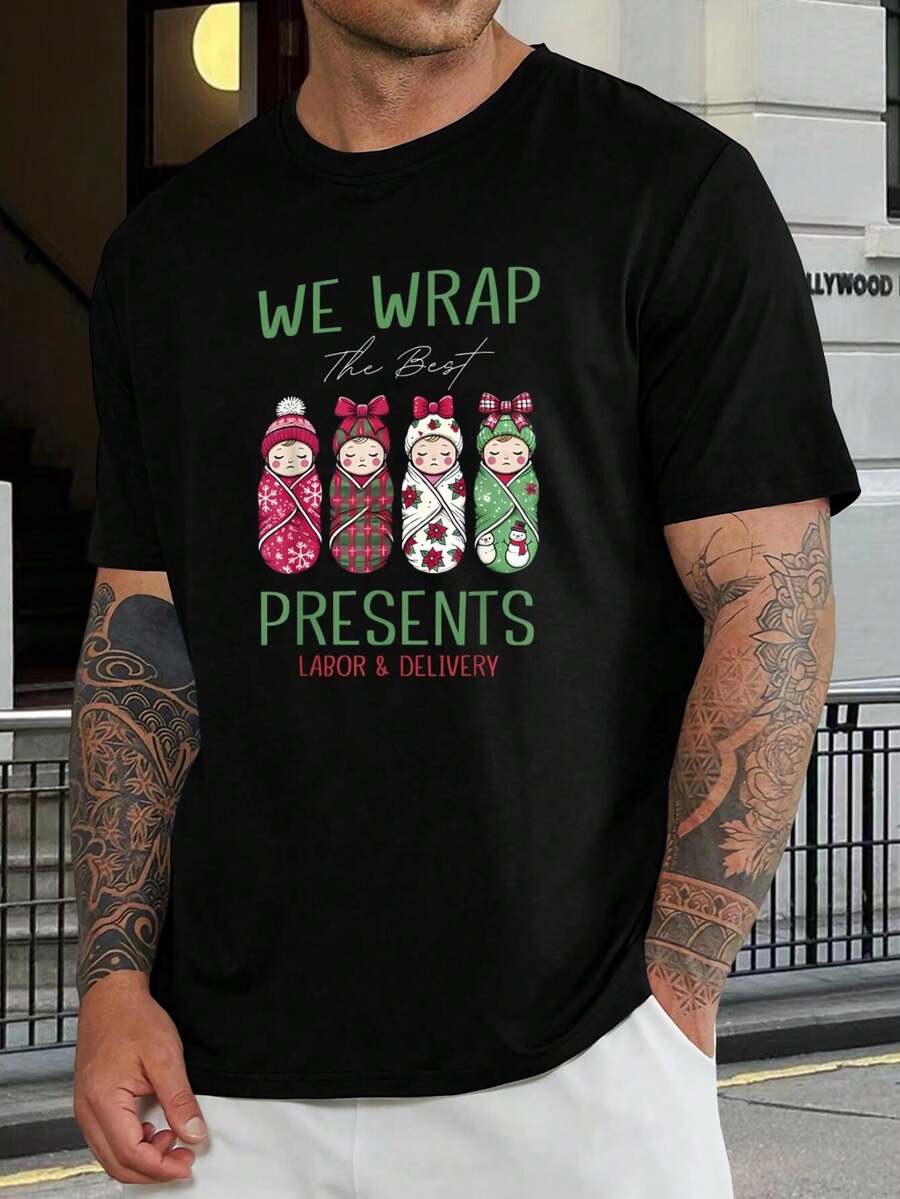 Camiseta divertida de bebé para Navidad. El mejor regalo de parto para nuevas mamás, enfermeras y mujeres - Bonita camiseta navideña - Negro - Ver 1