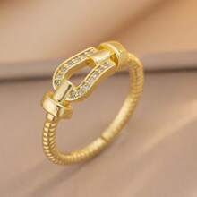 1 Stück modischer Luxus Schmuckset mit kubischem Zirkonia und Hufeisen-Verschluss, bestehend aus Halskette, Ohrringen und Ring, elegant und vielseitig einsetzbar, perfektes Geschenk für Frauen