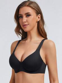 MELENECA Women's Plus Size Minimizer Underwire Full Coverage Unlined Seamless Cup Bras - Black - View 4