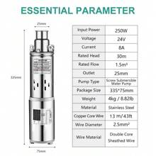 250W Solar Submersible Pump 3-Inch Steel Deep Well Irrigation For Farm/Garden