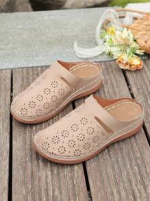 Women's Platform Wedge Sandals, Closed Toe High Heel Slides, Summer Fashion Elegant Flip Flops, Suitable For Vacation, Beach, Date, Shopping, Party, Pool Party