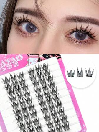 10rows 60pcs New Lash Clusters DIY Eyelash Extensions Cluster Lashes Wispy Individual False Eyelashes C D Curling 8-13mm Thick Fluffy Eyelash Clusters