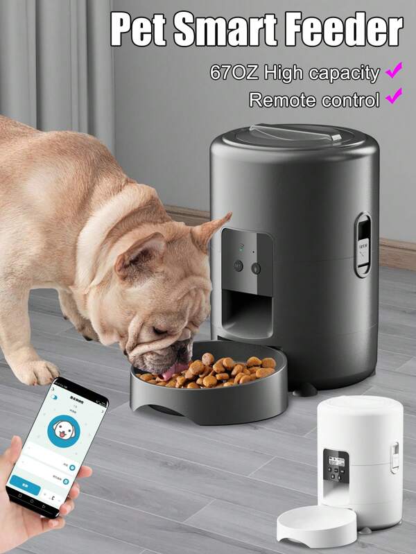 New USB Powered Large 67oz Capacity Automatic Pet Feeder, Programmable Timer, Smart App Control, Stylish & Innovative Design, Ideal For Dogs & Cats