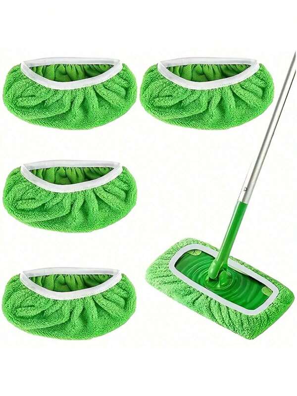 4pcs Elastic Band Flat Floor Mop Cloths - Super Absorbent, Washable, , Easy To Clean, Soft, And Dust Removal Mop Head Refills - Ideal For Cleaning Supplies And Home Maintenance