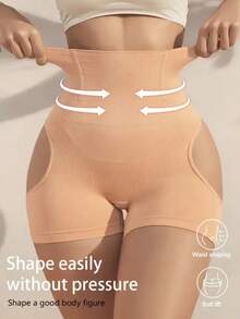 1Pc Women High Waist Shapewear For Tummy Control, Hip Lifting, Postpartum Recovery - Lace Trim Waist Trainer Body Shapers Gym Accessories Belly Slimming Girdles, Lumbar Girdles Belly Slimming Corset - 杏色 - 查看 2