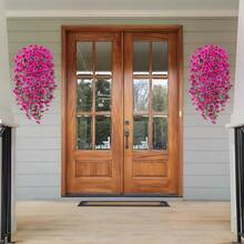 1/2/4 piezas Plantas artificiales de hojas de campanilla para decorar paredes, hogar, fondo, boda, exterior, jardín, alféizar de ventana, patio, decoración de cumpleaños, Día de San Valentín, Año Nuevo - Rojo violeta - Ver 6