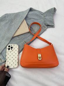 Bolso de mujer de moda, bolso de debajo del brazo, bolso de hombro sólido, bolso de mensajero clásico y sencillo para mujer