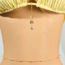 2 Stücke Körperkette für Damen, Bikini-Kette & ovale perlenbesetzte Taillenkette, vielseitige Anhänger Bikini-Kette, Halter-BH-Kette, sexy Boho Strand Bikini