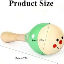 1/4/12 件 4.72 英寸迷你木制沙球，手摇铃摇铃沙锤，适用于音乐派对、生日派对、狂欢节（颜色图案随机） - 彩色 - 查看 7