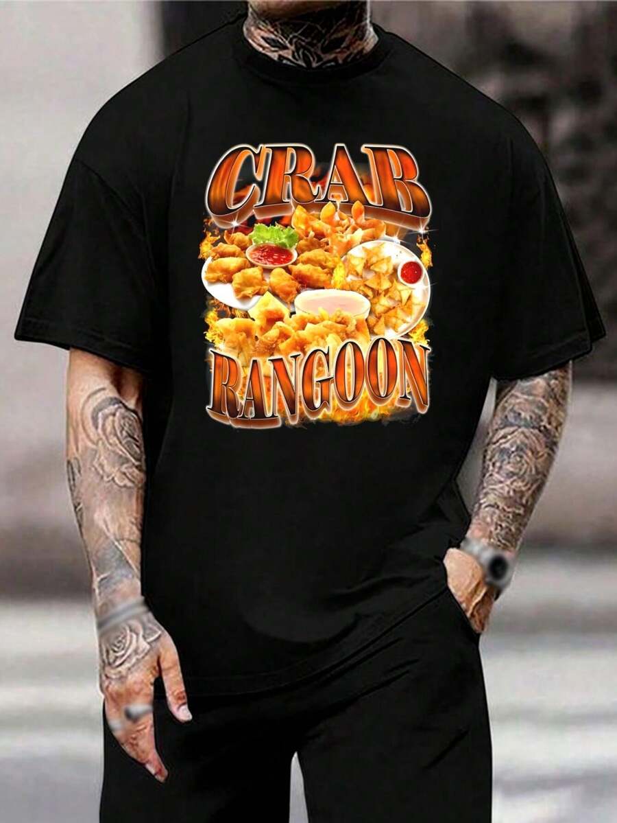 Camiseta de Rangoon de Cangrejo - Deliciosa Comida Asiática, Regalo para Gourmets y Papás - Camiseta de Manga Corta de Wantán Frito - Negro - Ver 1