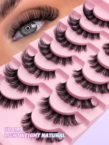 7 Pairs Of Luxurious Fluffy False Eyelashes - Thick, Wispy, 3D Volume, Reusable, Soft, Lightweight, Faux Mink Strip Lashes For Dramatic Eye Makeup Look Strip Lashes,Lashes,Eyelashes,Fake Lashes - Spiky Manga Lashes - View 9