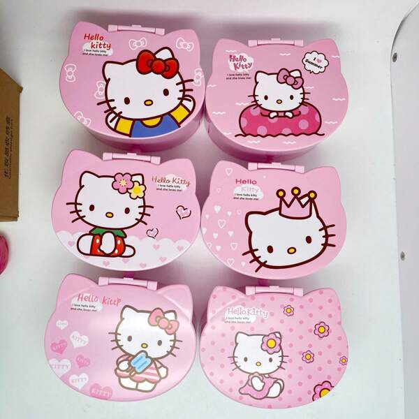 Sanrio 1 pieza Espejo de tocador rosa lindo y femenino de Sanrio con cajón, caja organizadora de escritorio, regalo para cumpleaños, fiesta, útiles escolares, regreso a clases