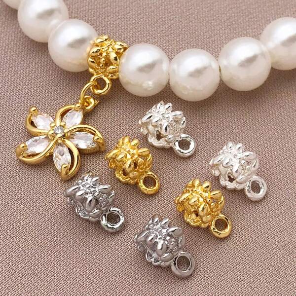 Contas de fiança 3/5/10 peças, contas de tubo de cabide banhadas a ouro 18K, contas de conector de longa duração, contas de tubo de fiança com espaçador de laço, contas soltas para pulseiras europeias, pingentes, fabricação de joias