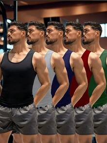 3-Pack Men's Boyfriend Style Breathable Mesh Sports Top, Wide Straps, Basic Running Fitness Outdoor Training Top, Quick Dry. Suitable As Gift For Boyfriend, Husband Or Father - Multicolor - View 10